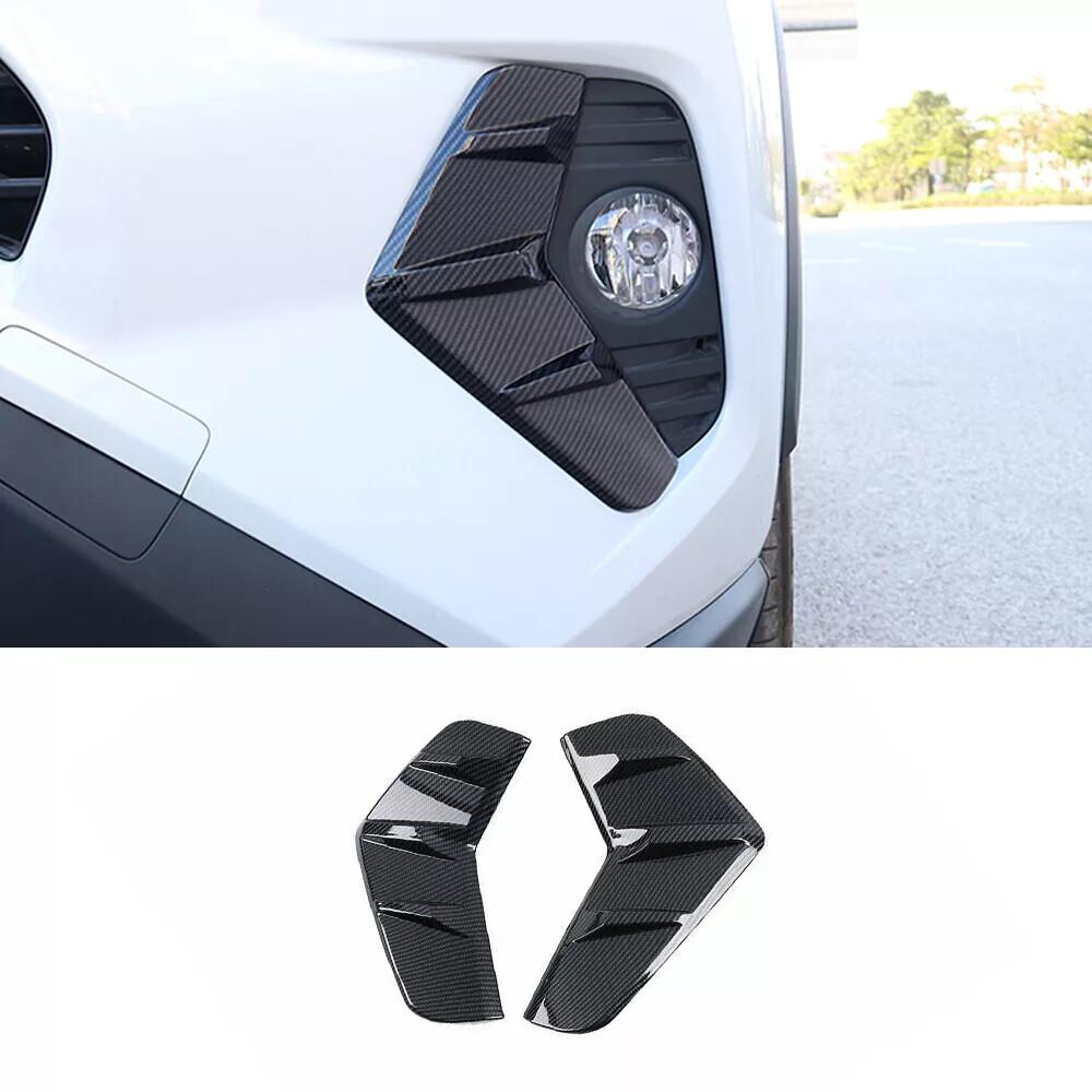 Front Fog Light Lamp Strip Cover 2PCS For Toyota RAV4 -2024 Carbon Fiber