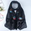 Double Layer Transparent Yarn Long Scarves Head Scarf Flower Embroidery Lace Tassel Hijab Scarf Bufanda Spring Autumn Elegant