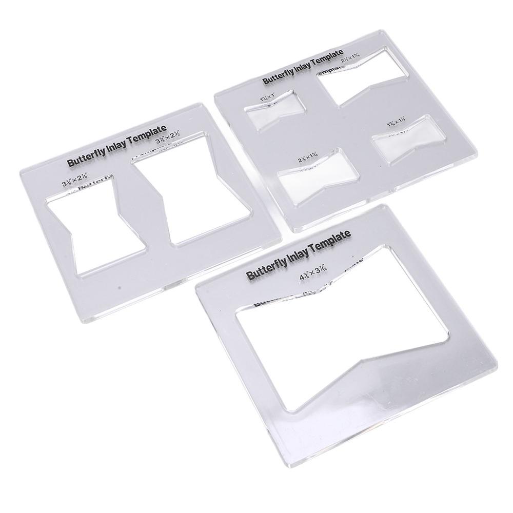 3Pcs Kit Butterfly Inlay Template Decorative Inlay Tools for Table Tops and Chests Bowtie Router Jig Kit Acrylic Router Template