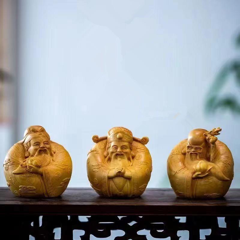 Wood Carving Crafts Auspicious Kirin Small Statue Lucky Mascot Chinese Fortune-making Evil-repelling God Beast Home Art Statue