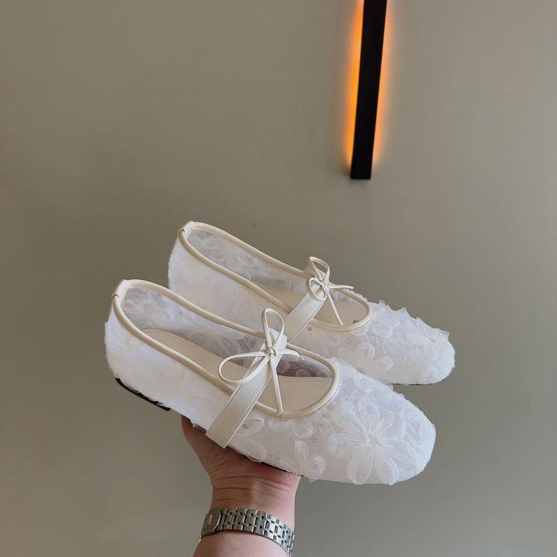 Bow fairy single shoes women's shoes new summer mesh breathable shallow mouth Mary Jane shoes