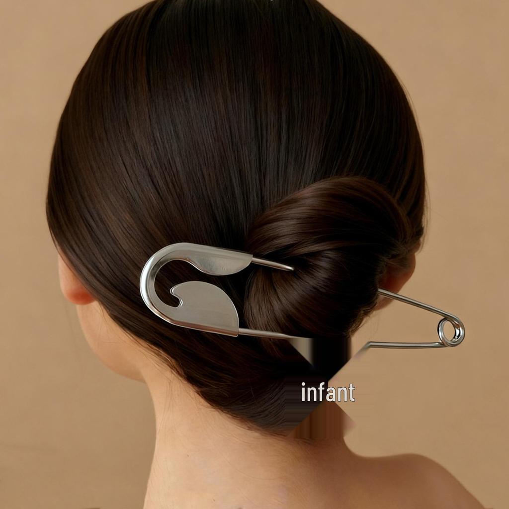 Stylish Large Silver Hair Brooch: Creative Metal Claw Clip for Thick Hair