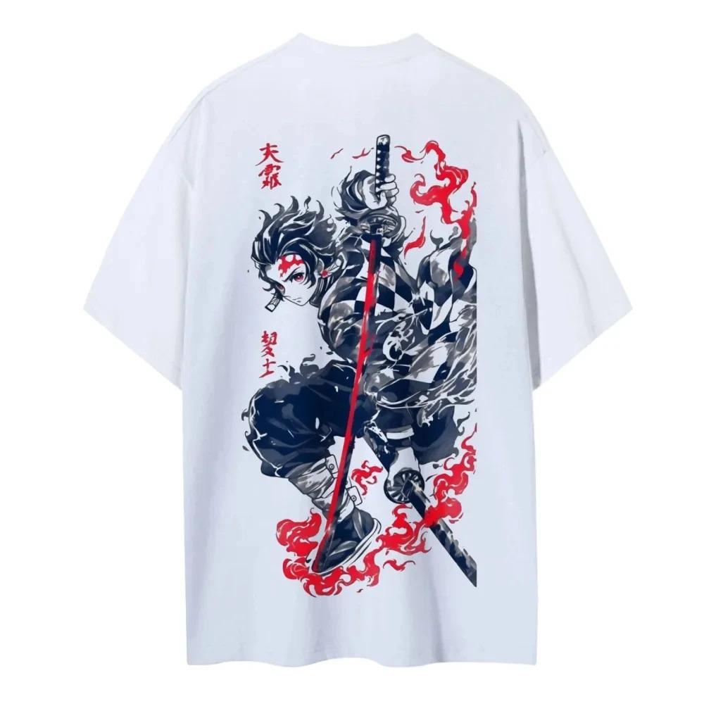 2026 Demon Slayer_ Kimetsu No Yaiba Cotton Unisex Round Neck Anime T-Shirt Men's and Women's Summer Fashion Breathable Street T-Shirt