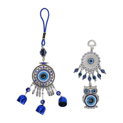 2pz Ornamento Civetta Occhio Blu Buona Fortuna Attira Ricchezza alla Moda Decorazione Specchietto Auto da Appendere per Parete