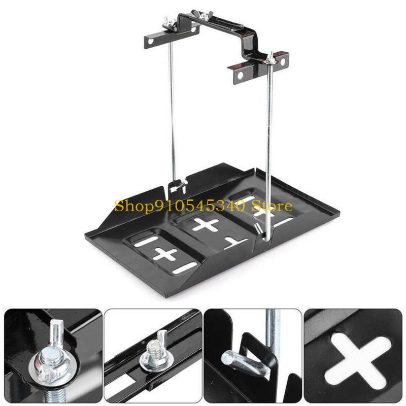 U2JA Iron Automotive Battery Tray Adjustable Universal Battery Hold Down Tray Bracket for Safe Vehicle Storage