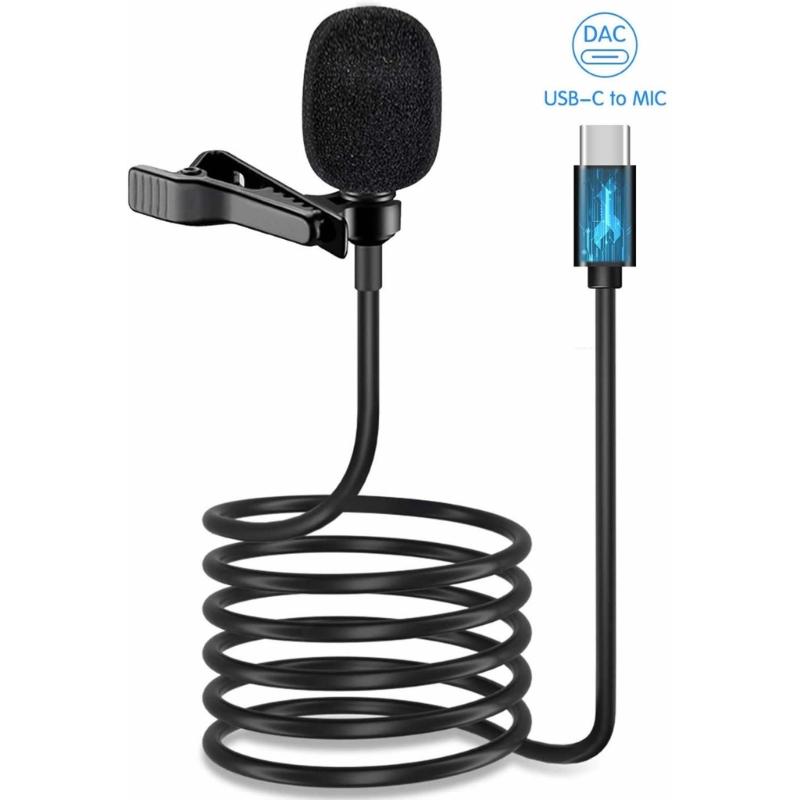 1 Set Omnidirectional Type C Lapel Microphone for Desktop and Notebook Gaming Video Recording and Meetings Lavalier Mic