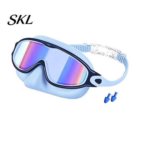 Panoramic Swim Goggles Clip-On with Case, 180 Degrees Wide View Anti-UV Case Pool Goggles, No Leakage Anti-Fog Swimming Eyewear for Children