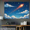 2D Blue Starry Sky with Shooting Star Backdrop Photography Background