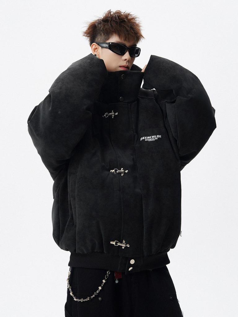 Unisex Retro Stehkragen Baumwoll Daunenjacke, Herbst/Winter High Street Stil, Locker und Vielseitig.
