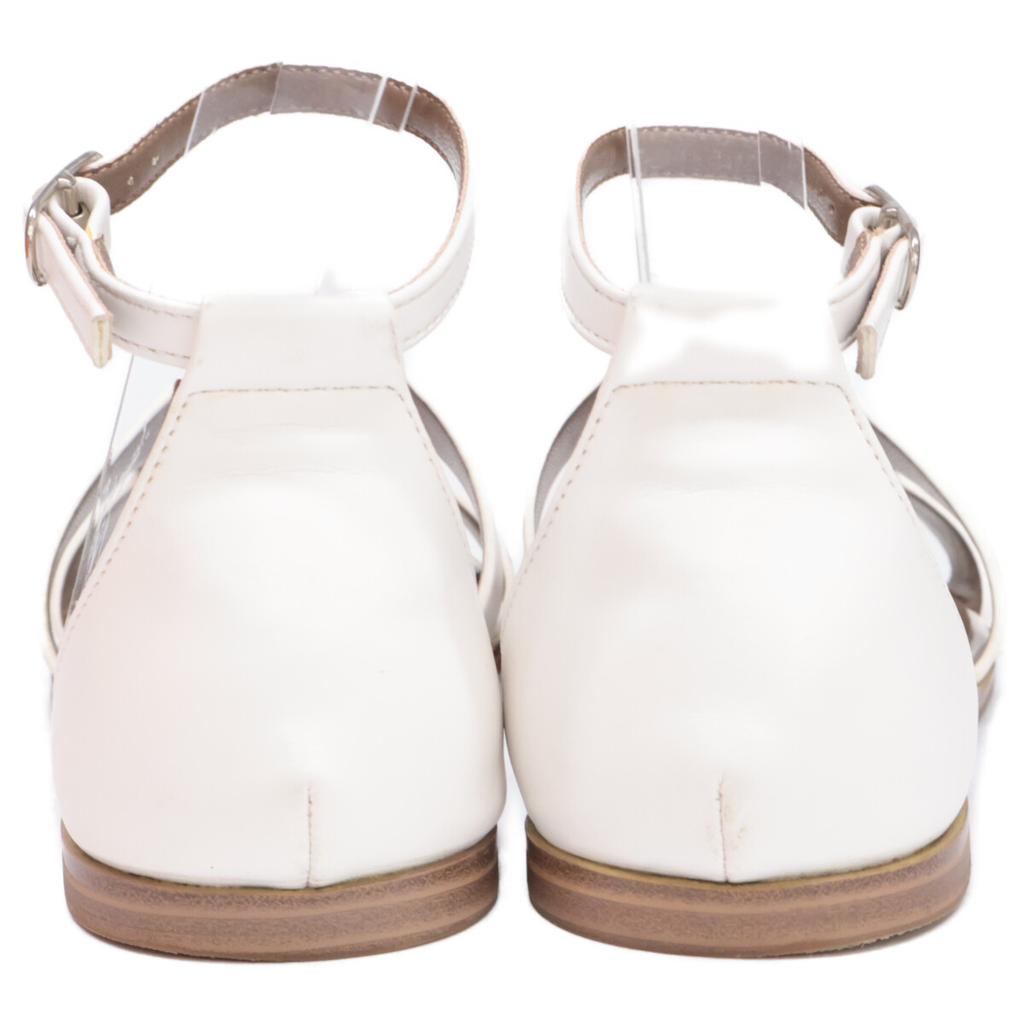 HERMES H182138Z Santorini H motif ankle strap flat sandals / shoes 35 whiteUsed