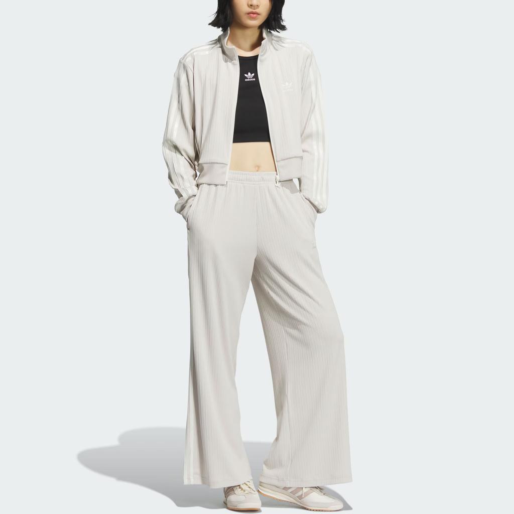 Adidas Originals Track Pants Logo Striped Loose Fit Casual Knit Sports Pants Women Bottoms Clear-Brown KB8949