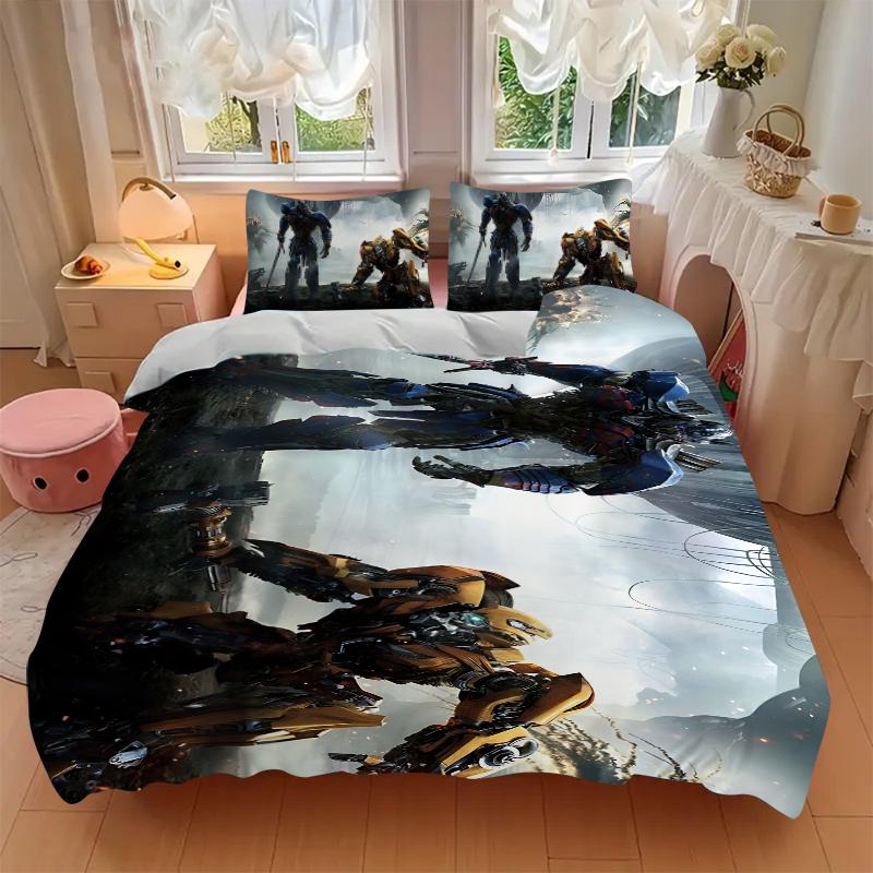 Transformers Cybertronian Warriors Printed 3pcs Bedding Set Soft Microfiber 1 Duvet Cover And 2 Pillowcases Home Bedroom Decor Xmas Gift K1857