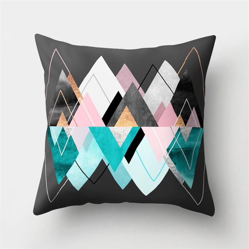 45x45cm Colorful Abstract Geometric Pillowcase Peach Skin Living Room Sofa Office Seat Car Cushion Cover Home Decoration