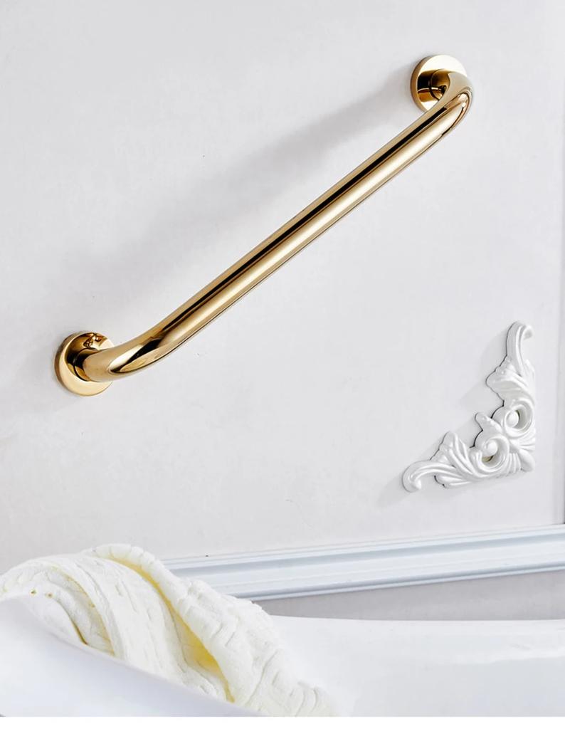 30/40/50cm Bathroom Tub Toilet Handrail Brass Gold Finish Grab Bar Shower Safety Support Handle Towel Rack