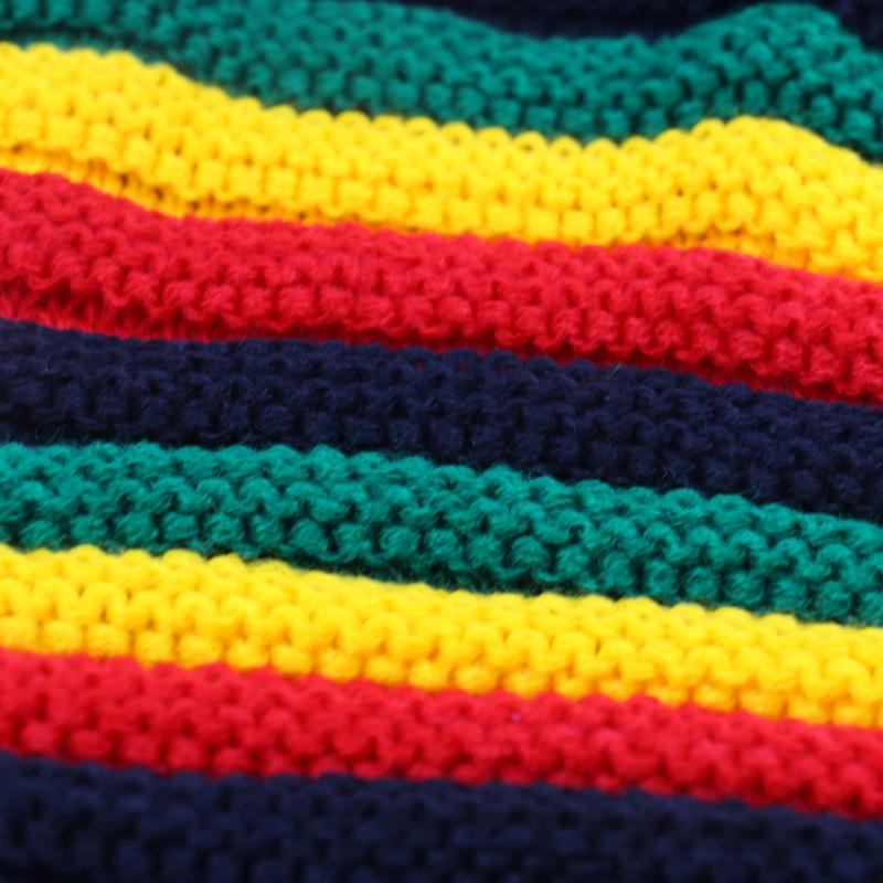 2025 neue Mode Frühherbst Koreanische Version locker Regenbogen gestreift Strickmütze vielseitig warm Tide Pullover Mütze Wollmütze