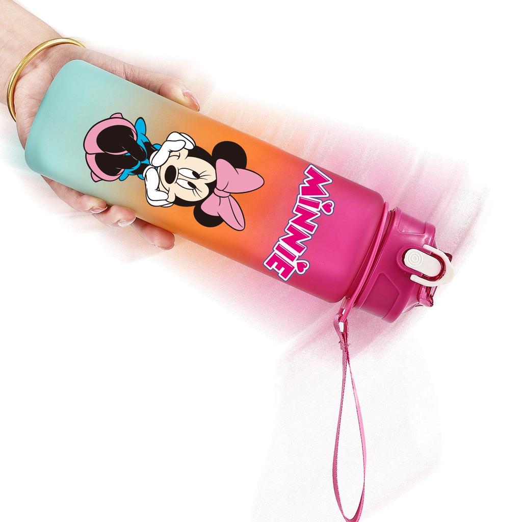 Disney Mickey Mouse Water Cup Minnie Gradient Straw 750Ml Large Capacity Camping Drinking Tools Outdoor Sports Minnie Water Cups