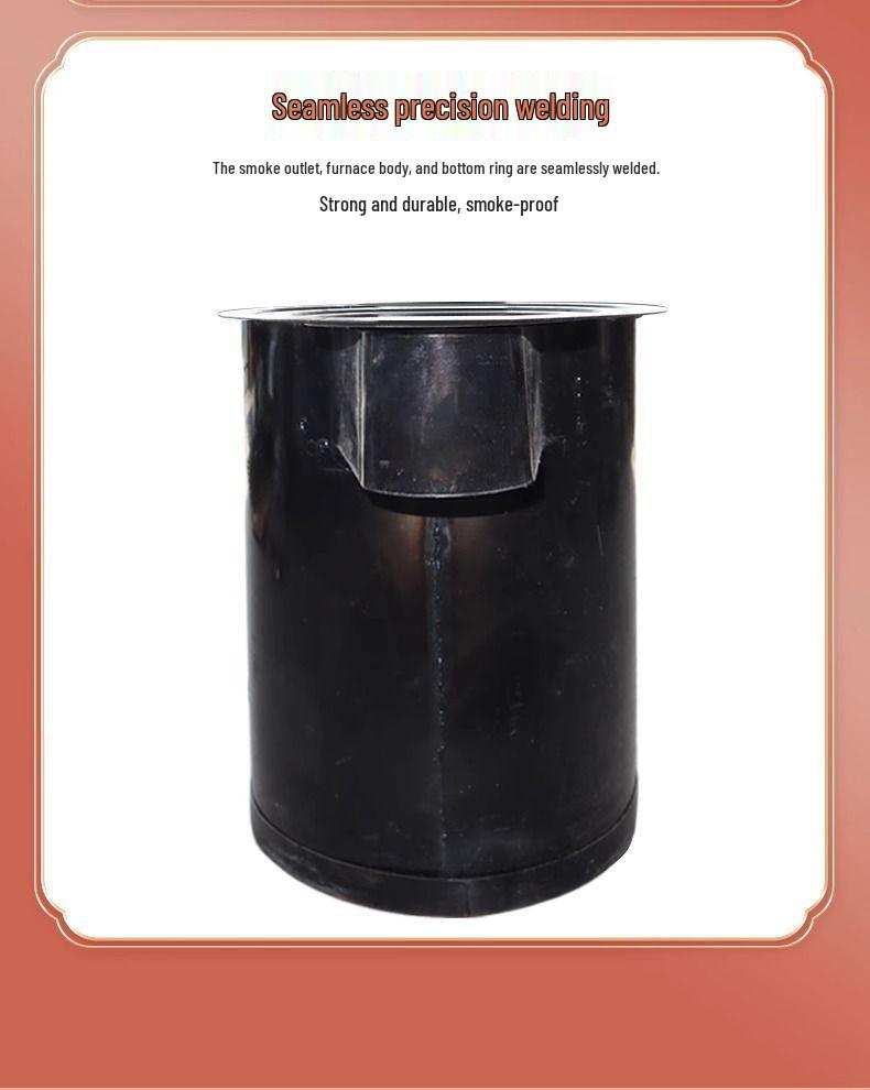 Draagbare Rookloze Houtkachel: Binnen-/Buitenverwarming met Grote IJzeren Pot, Energiezuinig, Extra Dik Ontwerp.