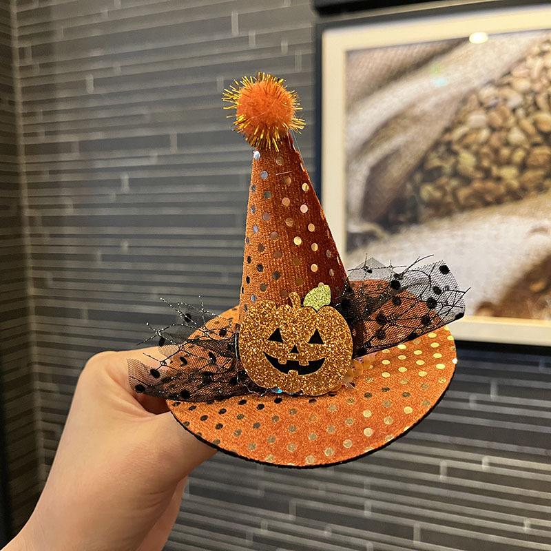 Cross-border Halloween Witch Hat Headband & Pumpkin Ghost Hair Clip for Children