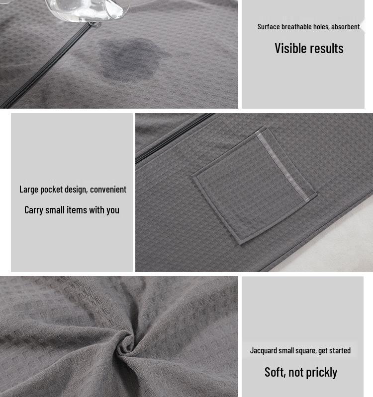 Women's Plus Size Mid-Length Zipper Nightgown and Wearable Bath Towel - Spring/Summer Collection
