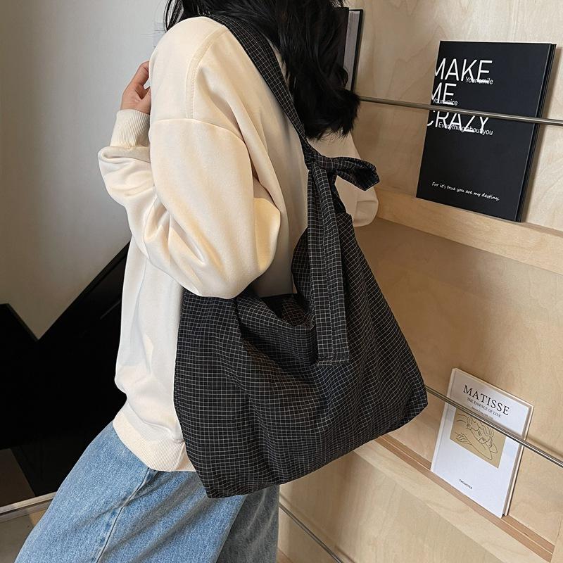 Bag Korean lazy style underarm bag women's 2025 new plaid tote bag simple and large-capacity one-shoulder crossbody bag