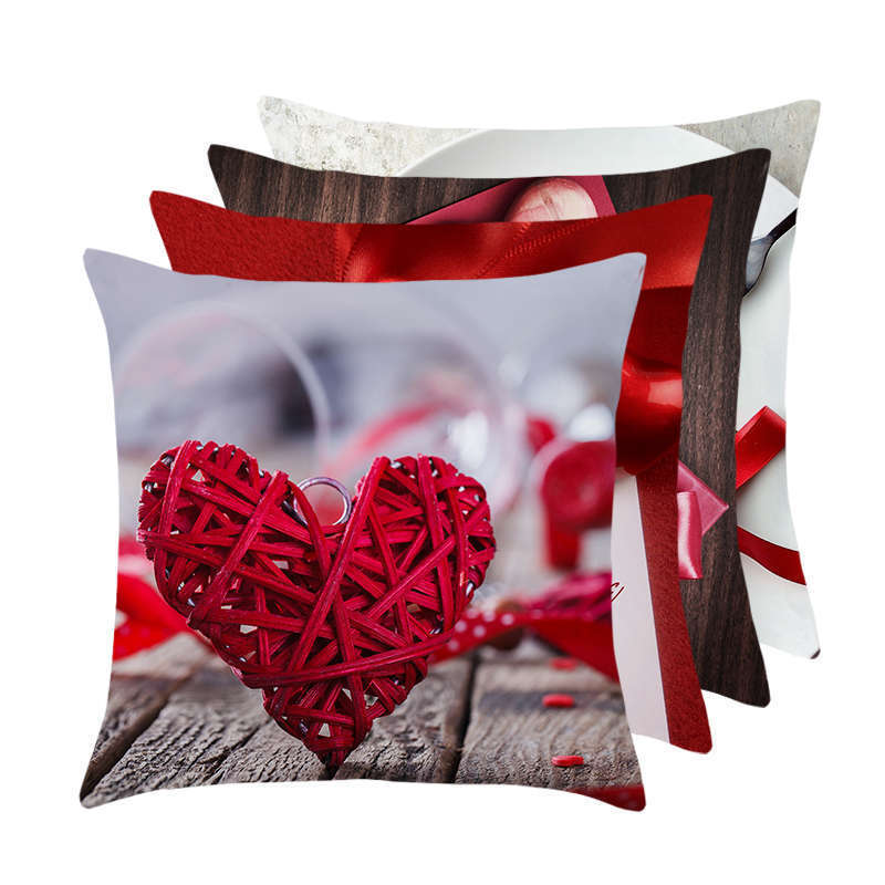 Greeting Card European Bow Gift Peach Skin Valentine's Day Pillow Case Pillow Car Sofa Cushion Cushion