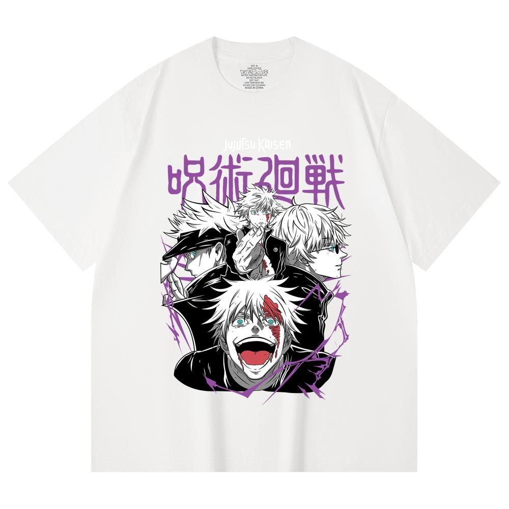 230 Gsm 100% Cotton Jujutsu Kaisen V3 Gojo Print Unisex Heavy Cotton T Shirt
