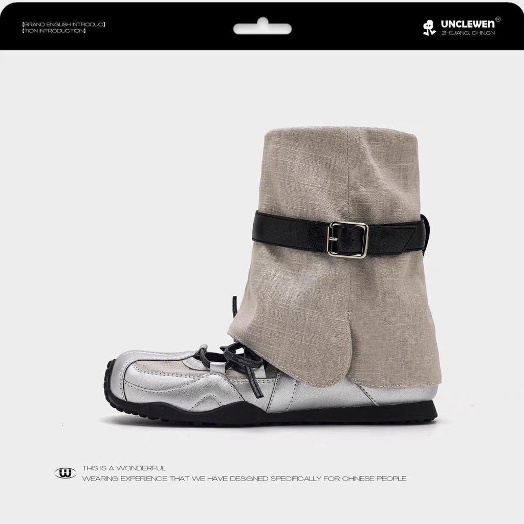 Uncle Wen's original Romank~ Ballet shoes women's platform-soled German training single shoes Mary Jane shoes cool boots stacked short boots