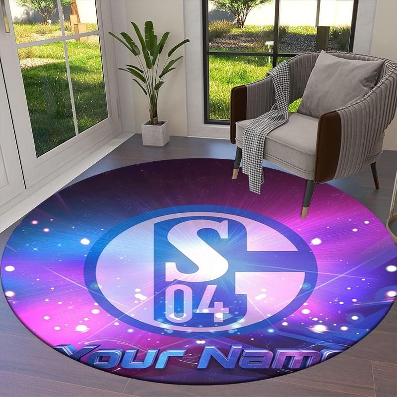FC Schalke 04 Custom Name Round Area Rug,Carpet Rug for Living Room Bedroom Sofa Playroom Decor,Non-slip Floor Mat
