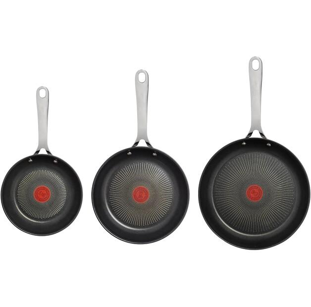 Набор сковородок Tefal E304S344 Jamie Oliver Cook's Direct из нержавеющей стали, 3 шт.