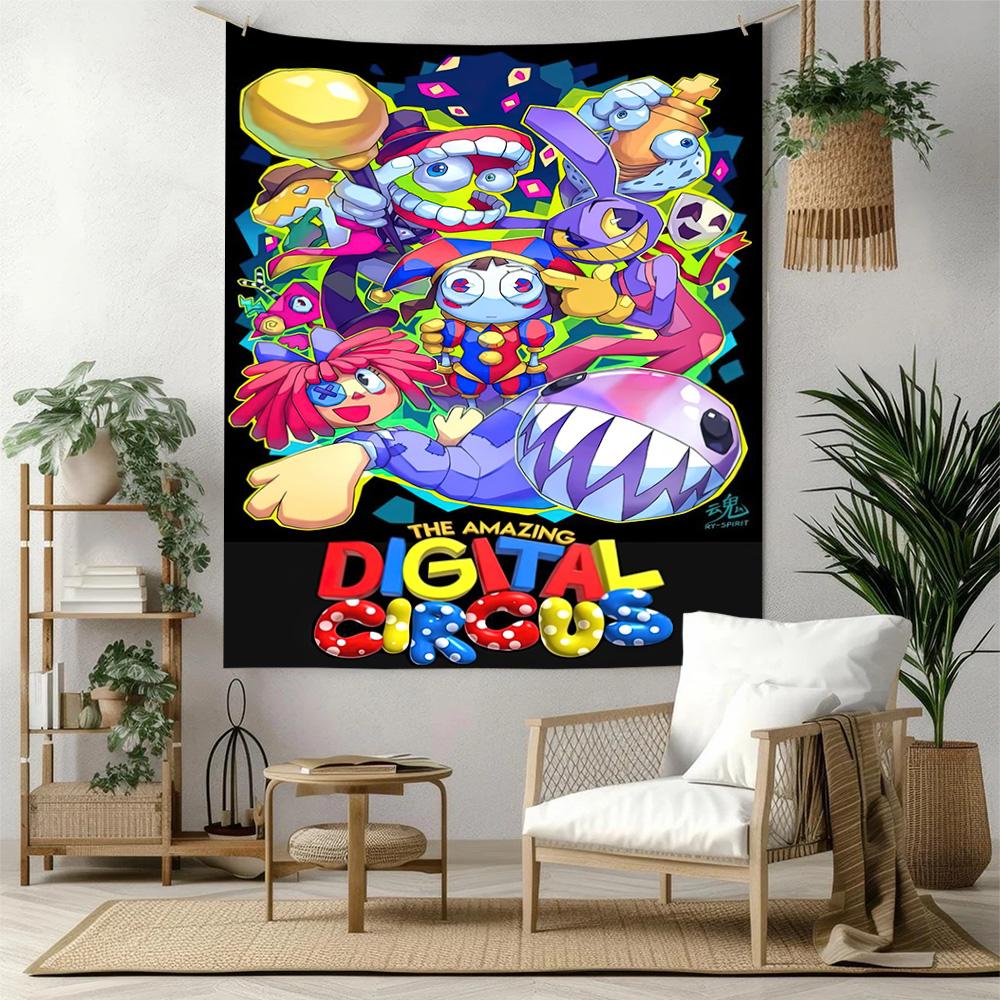 Digital Circus Style Wall Decor Tapestry Art For Pet Memorial Birthdaywedding Party Backdrop Family Gift