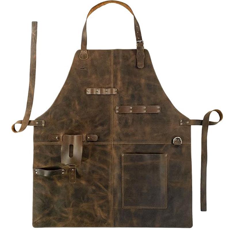 Tablier d'Artisan Multi-Usage Imperméable Cuir PU Transfrontalier - Résistant à l'Huile et aux Taches Vêtement de Travail Rétro pour BBQ