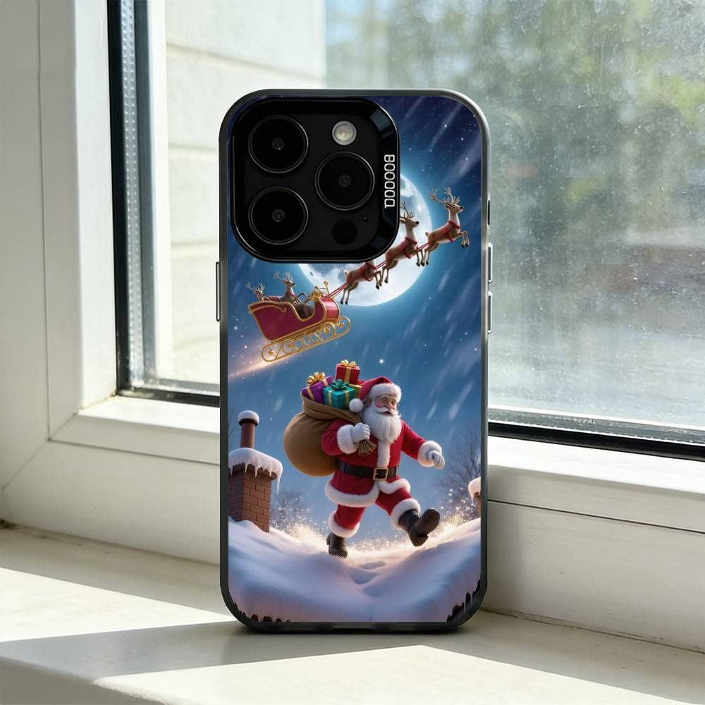 Christmas Santa Claus Phone Case For iPhone 17,16,15,14,13,12,11 Plus,Pro Max,XS,Colorful Silver Black Cover