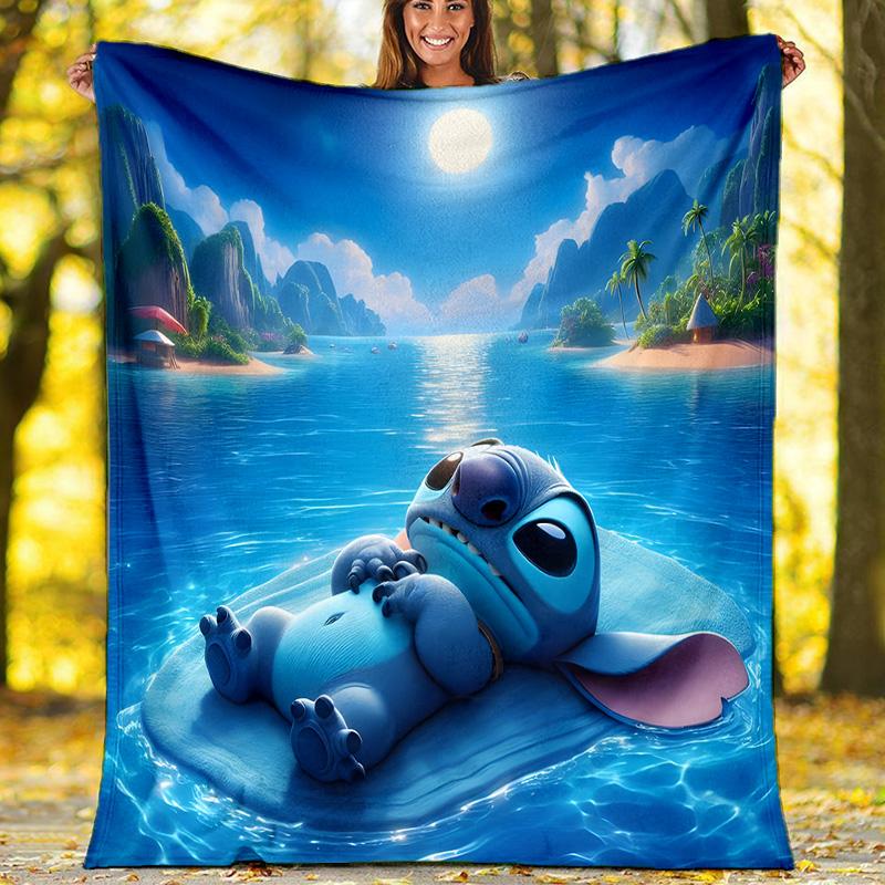 1pc S-Stitch9 Theme Blanket - Digital Print, Polyester, Cozy for All Seasons, Perfect for Outdoor, and Travel