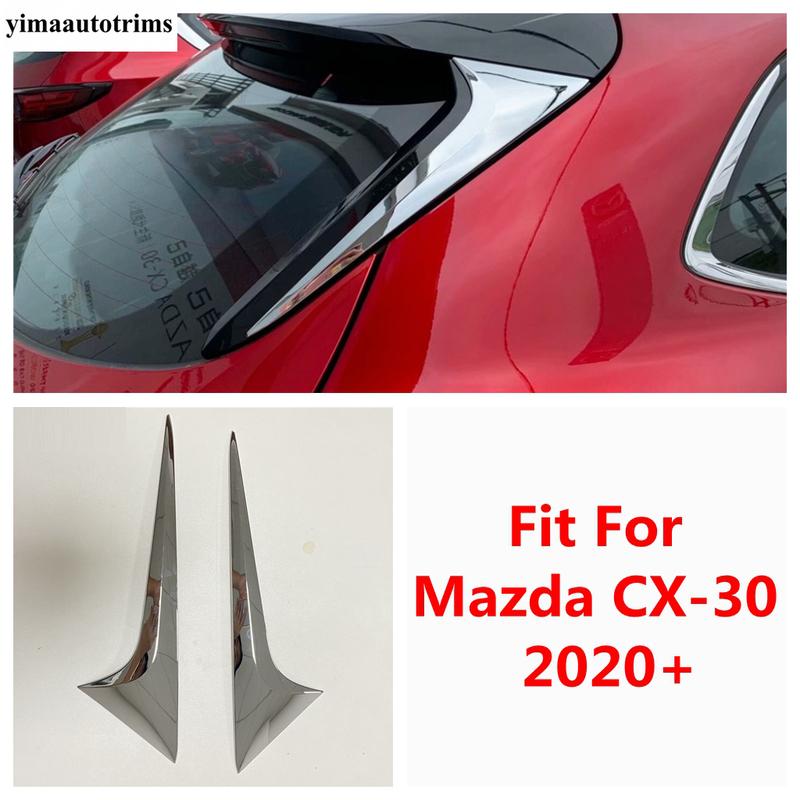 Car Rear Tail Window Panel Spoiler Wing Sequin Decoration Cover Trim ABS Chrome Accessories Exterior For Mazda CX-30 - 2025