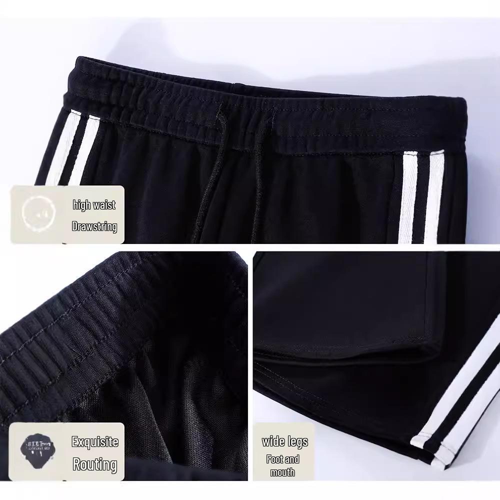 Mamba Cotton Casual Flare Pants - Women's High-Waist Striped Sport Trousers (2024 Autumn/Winter Collection)