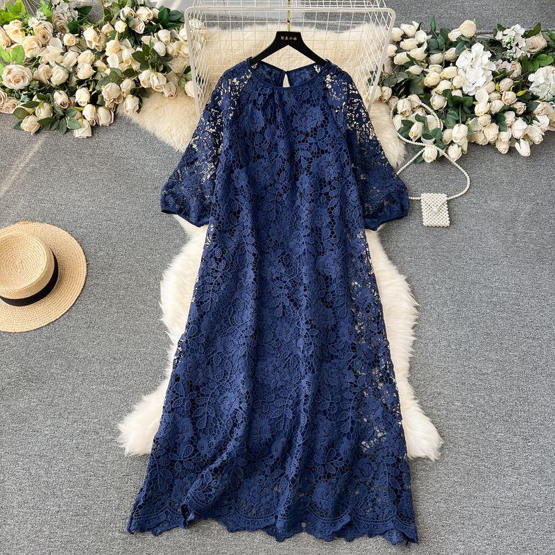 Dress Retro Exquisite Hollow-out Crochet Loose Lace