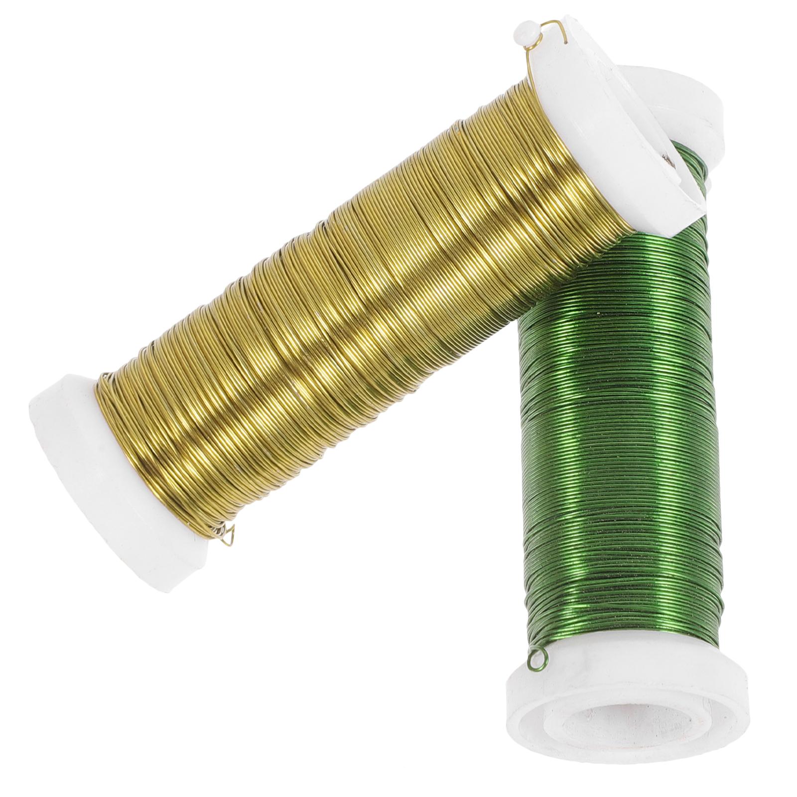 

2 Rolls Wrapped Floral Stem Wire Picks with Green Florist Artificial Flower Garland 3000x0.1cm