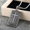 European Retro Stainless Steel Cross & Feather Unisex Necklace