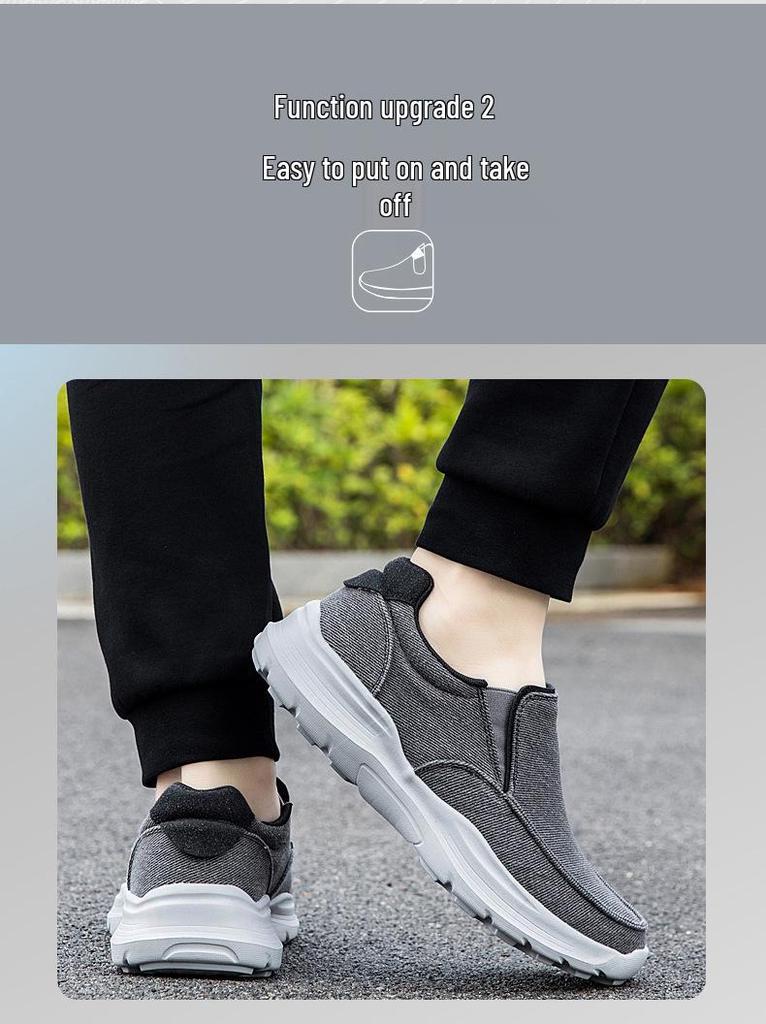 Men's Spring Slip-on Walking Shoes: Breathable Mesh, Lightweight, Large Size, Perfect for Middle-aged & Elderly Casual Wear.