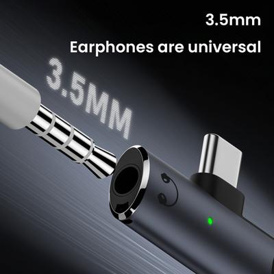 USB C till 3,5 mm ljudjackadapter med PD100W snabbladdning dubbelportsadapter universell hörlursadapter