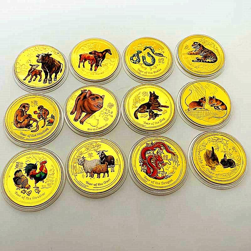 Australia coin, the Chinese zodiac, the the Year of the Loong, gilding, color printing commemorative medals, playing craft, decorations