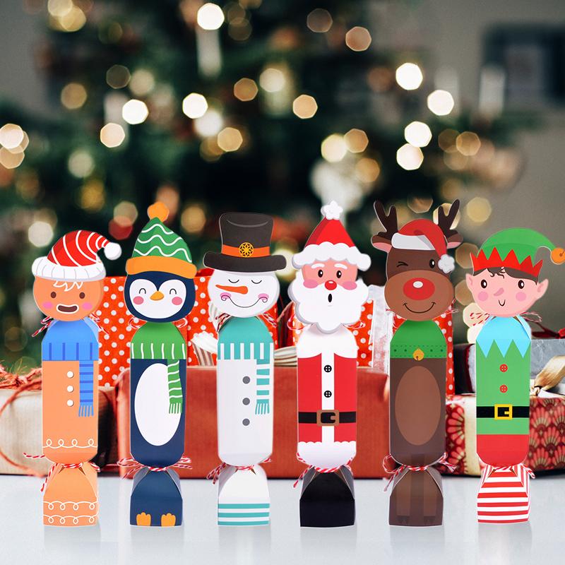 Різдвяна подарункова коробка для пакування подарунків, подарункові пакети, мультяшний дизайн, DIY 3D дизайн, товари для вечірок, для упаковки цукерок, креативні, 24 шт./набір
