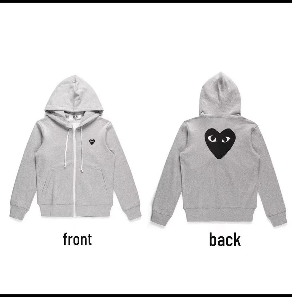 Chuan Jiu 2024 A/W Couple's Heart Hoodie Pullover with Stand Collar & Zipper
