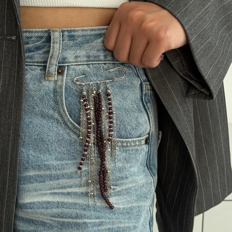 Shimmering Rhinestones Fringe Brooch Fashionable Statement Lapel Pin Accessories For Blazers And Denims