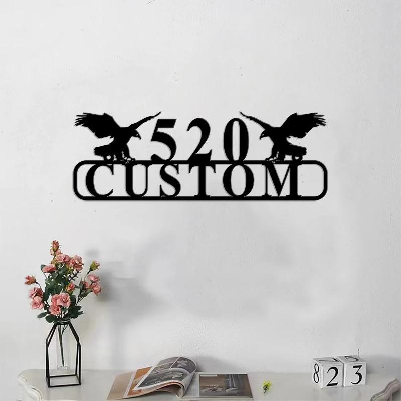 Majestic Custom Eagle House Number - Metal Address Plaque or Street Sign Showcasing Power & Grace of the Eagle. Decorative Sign