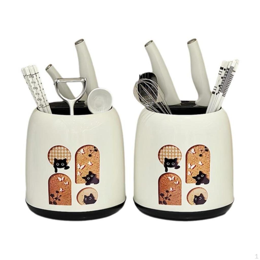 Kitchen Holder, Rotating Utensil Organizer, Multifunctional Storage Rack Butterfly Cat