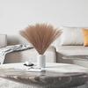 3 Pcs Artificial Flowers Faux Pampas Grass Small Fluffy Fake Flower Plant for Home Decor,Office,Bedroom, Items (Without Vase pot)(Brown)Silk