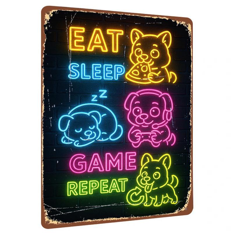 

Neon Dog Metal Wall Art Cartoon Animal Decor Creative Home Bedroom Kids Room Hanging Decoration 20x30cm（7.8x11.8inch）