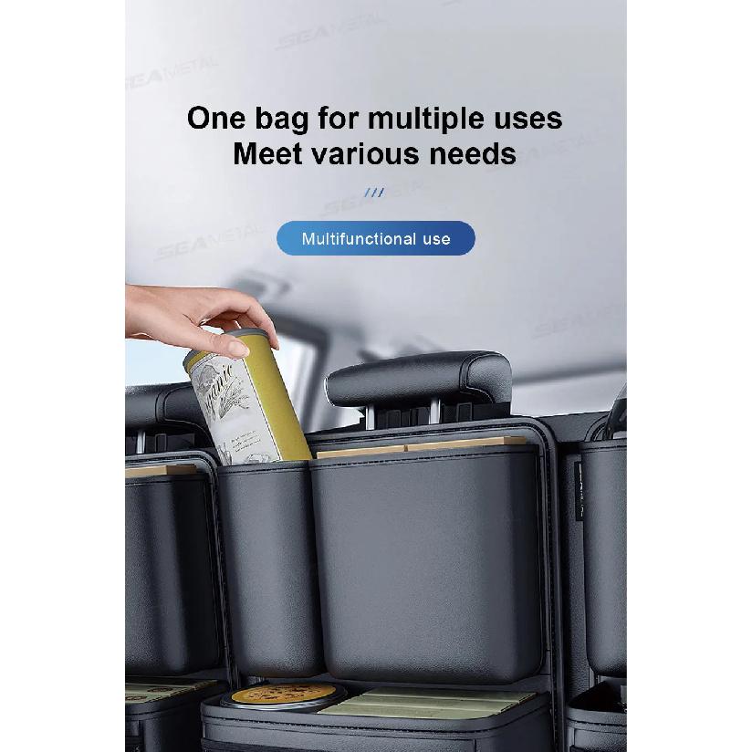 SEAMETAL High-Capacity Car Trunk Storage Bag Leatherette Seat Back Organizer Bag Detachable Hanging Universal Car Storage Pocket
