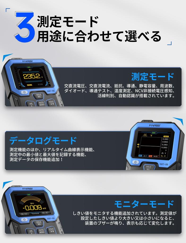 FNIRSI Digital Rechargeable Circuit 9999 Voltage DC Continuity Temperature Measurement DMT-99 Multimeter, AC/DC Voltmeter, Tester, Counts, Non-Contact